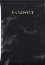 Cadorabo Paspoort- en kaarthoesje van kunstleer in Marmer Zwart - 2-delige tassenset geschikt voor één paspoort en één kaart elk in trendy design