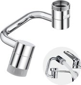 Fixation de robinet Vitasa - Rotatif à 1080 degrés - Extension de robinet - Tête de robinet rotative - Économie d'eau - Tête de pulvérisation - 2 positions de pulvérisation - Salle de bain - Cuisine - Acier inoxydable