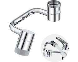 Vitasa Waterbesparende Kraan Opzetstuk - 1080 Graden Roterende Verlengstuk - Perlator met 2 Sproeistanden - Kraankop - RVS