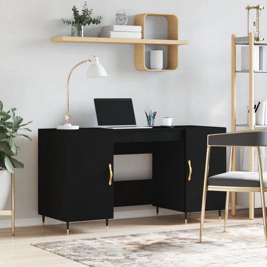 vidaXL Bureau 140x50x75 cm bewerkt hout gerookt eikenkleurig, laptoptafel, bureauframe, laptop tafel, computertafel, schrijftafel, kantoormeubel