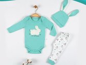 Babysetje 3-delig - Newborn kleding set/meisje / jongens / unisex - kraamcadeau- Now just jump - babykleding - babykleertjes - Maat: 74 - Mint