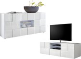 Set buffetkast + TV meubel - CALISTO - Witgelakt L 181 cm x H 86 cm x D 43 cm