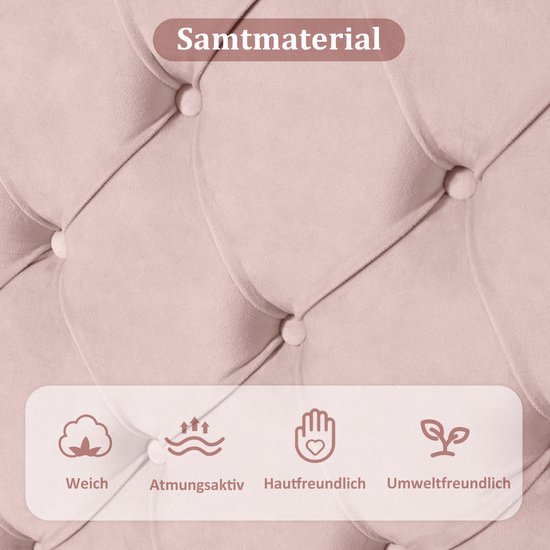 Lit double rembourré Merax - Lit pour 2 personnes avec tête de lit réglable - Rose