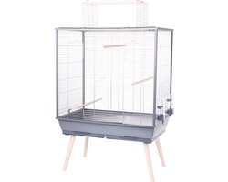 Zolux Vogelkooi Neolife Grijs - Luxe Inrichting - 81x48x130 cm, Open Bovenkant, Geschikt voor Parkieten