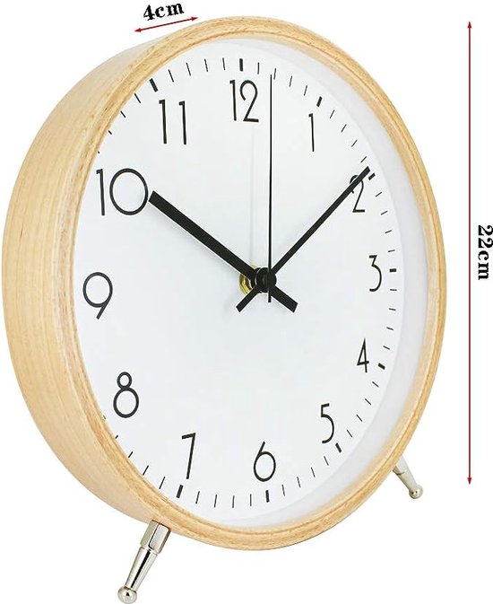 ALEENFOON Houten klok, 25,4 cm, modern, stil, wandklokken, tafelklok voor woonkamer, keuken, zonder tikkende geluiden, binnenklok, niet tikkende wandklokken, hangende klok (houts