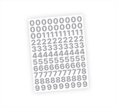 Cijfer stickers / Plaknummers - Stickervel Set - Metallic Zilver - 2cm hoog - Geschikt voor binnen en buiten - Standaard lettertype - Mat