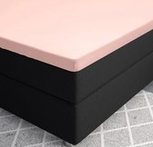 Premium katoen/satijn topper hoeslaken roze - 140x200 (tweepersoons) - zacht en ademend - luxe en chique uitstraling - subtiele glans - ideale pasvorm