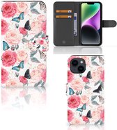 Smartphone Hoesje Geschikt voor iPhone 15 Flipcase Cadeautjes voor Moederdag Butterfly Roses