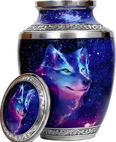 XXL As Urn - 3.5 Liter - Crematie Urn - Uniek - Voor Huisdieren of Menselijk As - Crematie As - Mini Urn - Decoratie Urn - Sky Wolf
