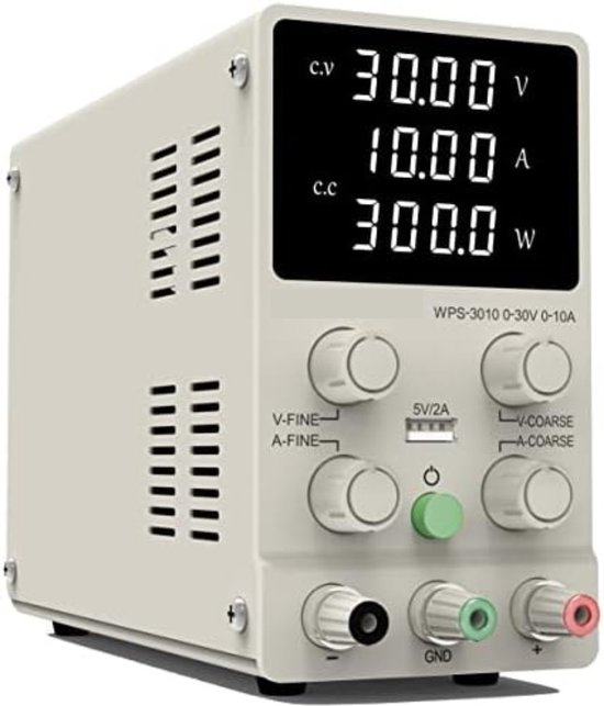 Laboratoriumvoeding (0-120V, 0-3A), DC regelbare voeding met 4-cijferige LED-display (geverinstelknop/uitgangsschakelaar