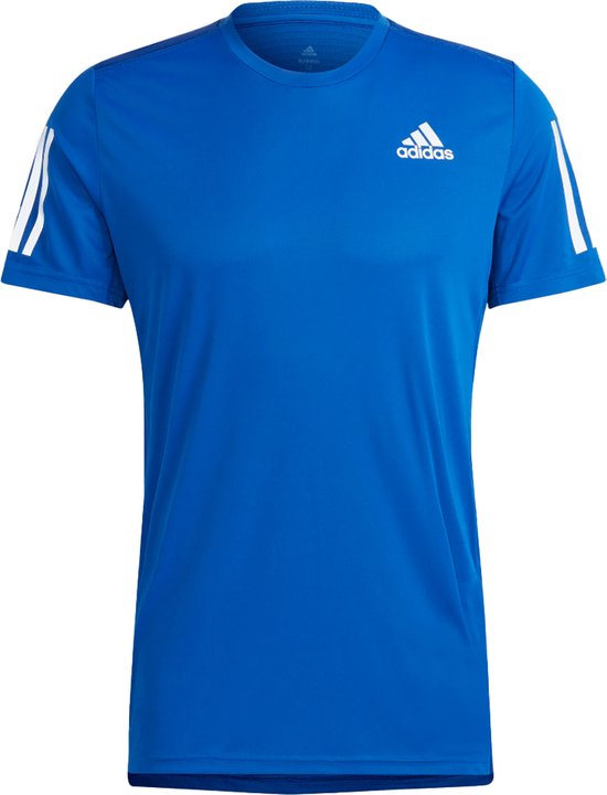 Adidas own the run t-shirt in de kleur blauw.