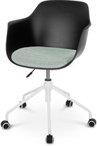 Nolon Nout-Liz bureaustoel zwart met zacht groen zitkussen - wit onderstel
