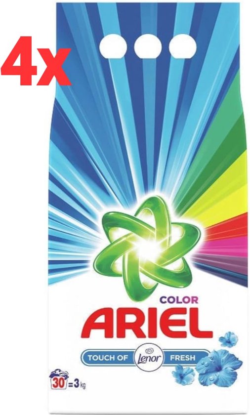 Lessive en poudre Ariel 12 kg (4x3 kg) - 120 lavages (4x30 lavages) Color  Touch de Lenor