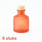 6 frosted glazen flesjes van 50 ml - kleur terra - vaasje - huisparfum - bedankje - decoratie