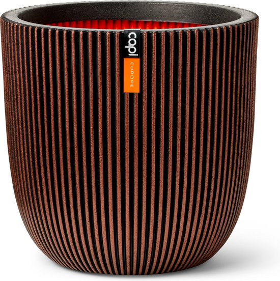 Capi Europe - Bloempot bol Groove NL - 35x34 - Koper - Opening Ø29 - Bloempot voor binnen en buiten - Levenslang garantie - Breukbestendig - 100% Recyclebaar - CO2 Neutraal geproduceerd - KGVCO932