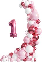 Luna Balunas Set Roze Ballonnenboog 1 Jaar - Eerste Verjaardag