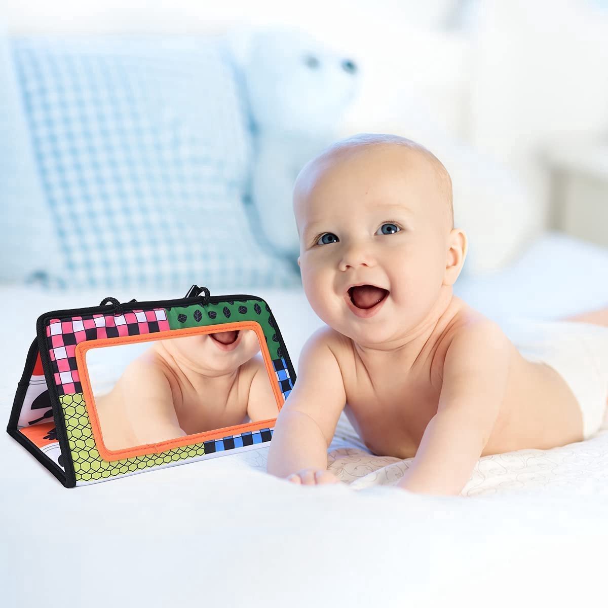 Kijk- en Knisperboekje – Speelgoed Vanaf 0 Maanden – Tummy Time – Buikligtrainer – Montessori Speelgoed – Baby’s Eerste Boekje – Speelgoed 0 Jaar – Veilig Speelgoed – Pasgeborene Speelgoed – Autospeelgoed Baby - Buggyboekje — afbeelding 2