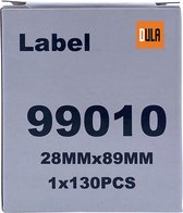 DULA Dymo Compatible labels - Wit - 99010 - S0722370 - Adresetiketten - 3 rollen - 28 x 89 mm - 130 labels per rol