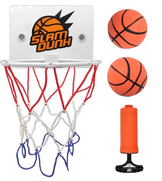 basketbalring met basketballen en pomp - basketball - basketbalnet mini -  voor binnen - | bol.com