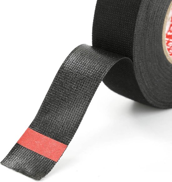 Weefseltape, zwart, 2 stuks, kabelboom plakband, isolatietape