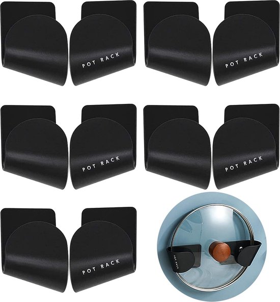 thumbnail: Greensen Pannendekselhouder Aan De Muur - Met 5 Vakken, Metaal, Zilver, Voor Keukenkast Of Muur, 43.4x27.8x9.7 Cm