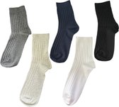 ASTRADAVI Socks Collection - Normale Sokken - 5 Stuks - Unisex Katoenen Sokken - Effen Kleuren - 36/41 - Zwart, Wit, Licht Grijs, Donker Grijs, Marineblauw
