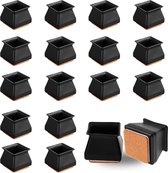 Siliconen meubelbeschermers, geluids- en krasbestendige stoelpootdoppen, set van 16, zwart, maat: 18-21 mm