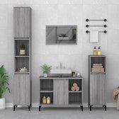 The Living Store 3-delige Badkamermeubelset bewerkt hout grijs sonoma eikenkleur - Badkamerkast