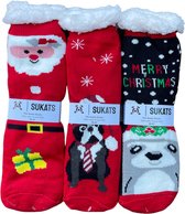 Sukats® Huissokken - Homesocks - 3 Paar - Maat 36-41 - Anti-Slip - Fluffy Sokken - Huissokken Dames - Kerst - Kerstsokken - Slofsokken - Variant 2 - Meerdere Maten en Varianten