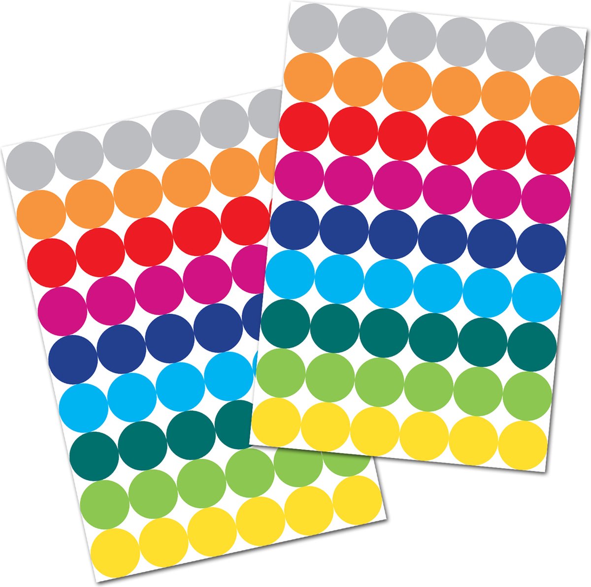 Stippen Stickers in 9 Kleuren - Beschrijfbare Stippen Stickers - Stickervellen Gekleurde Stippen - Bullet Journal Stickers - Label Stickers Beschrijfbaar - 19 mm Stippenstickers - Etiketten Rond Gekleurd - Kantoor Stickers - Planner Stickers
