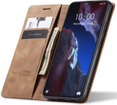 Xiaomi Poco F5 Pro Case - Book Case Cuir Slimline Marron