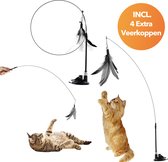 Kattenhengel, 11 stuks, kattenspeelgoed met veren, interactief