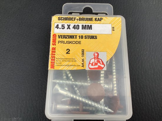 Vis avec couvercles marron. 4,5 x 40 mm. Longue.10 pièces. Galvanisé. Maître forgeron DeltafiX