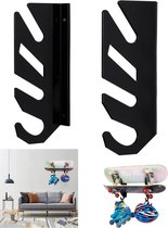 Skateboard wandrek display rack, dubbel ophangrek skateboard wandhouder deck rack, met opberghaken, voor boards zoals skateboards, longboards, snowboarden, wakeboards en rolschaatsen