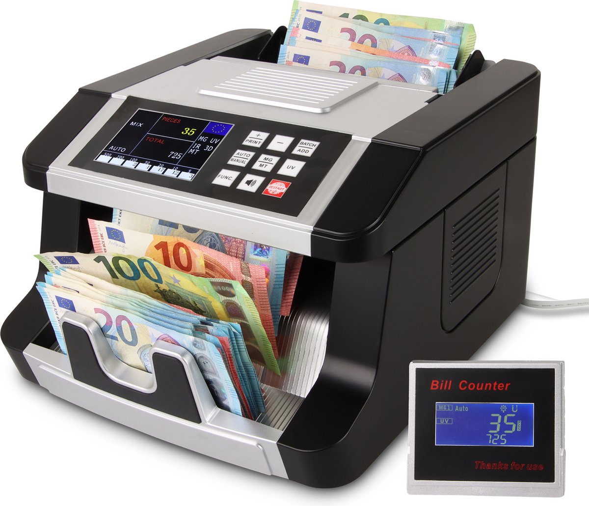 Compteur d'argent détecteur de faux billets avec UV MG IR pour les