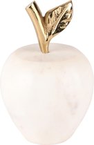 Dekoratief | Deco appel, wit/goud, marmer, 8x8x14cm | A238256