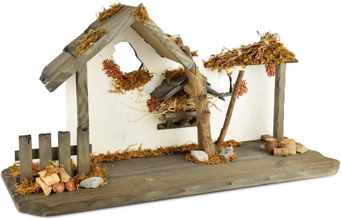 Dekoratief | Kerststal hout, naturel, 58x20x30cm | A195625