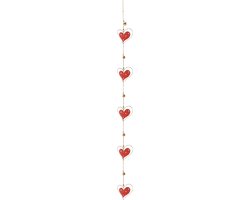Dekoratief | Slinger m/harten, rood/wit, metaal, 100x7cm | A235666