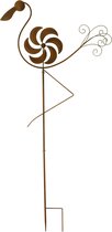Décoratif | Pioche de jardin moulin à vent flamant rose, rouille, métal, 58x3x97m | A230607