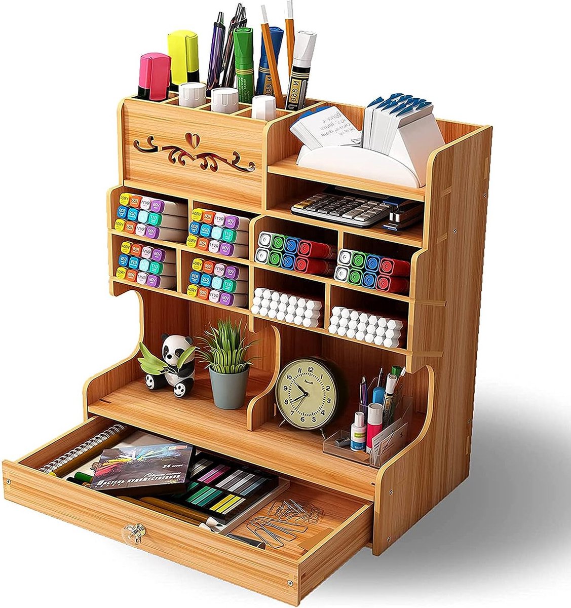 Porte-stylo de bureau en bois naturel Organisateur de crayons de bureau  Porte-crayons de bureau Simple