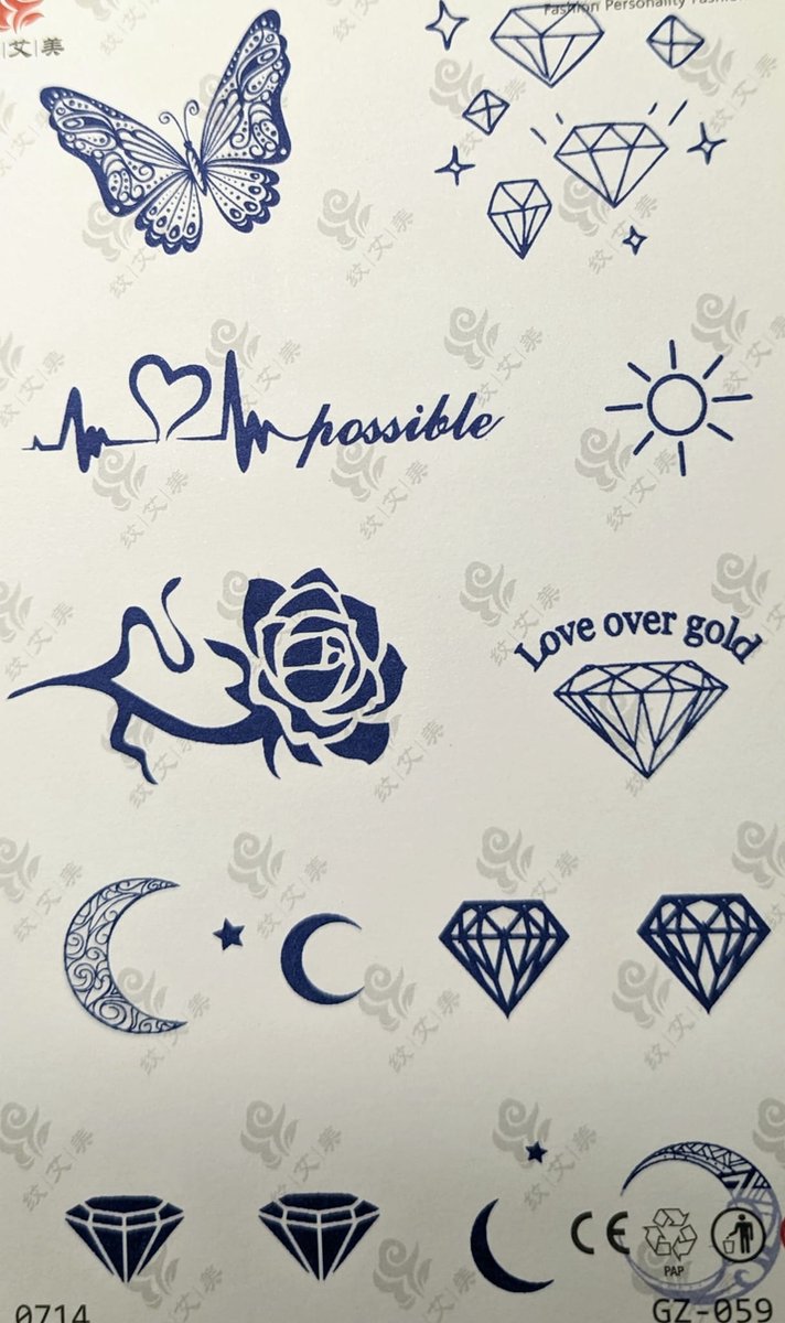 Semi-permanente tatoeage - Bijna original - Makkelijk in gebruik - Kool - Waterbestendig - Mooie ontwerpen - Natuurlijk Veganistisch - Niet-toxisch – Duur tot 10 a 15 dagen - Door idereen te gebruiken.-III