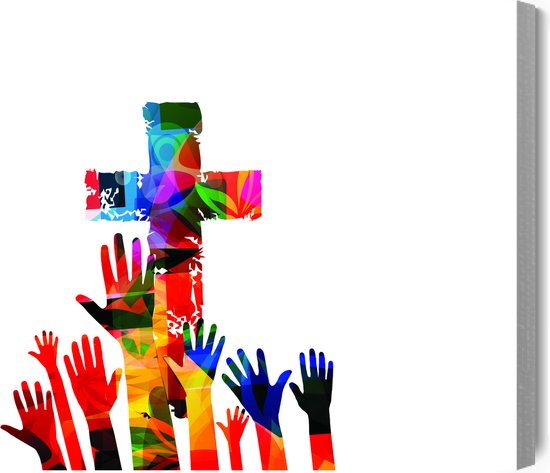 Painting King - Toile Peinture Croix Chrétienne Colorée - 70 x 50 cm