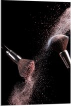 Acrylglas - Kwasten - Makeup - Poeder - Verspreid - 60x90 cm Foto op Acrylglas (Wanddecoratie op Acrylaat)