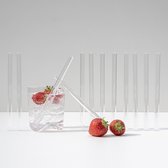12 Glazen Rietjes - Recht 16 cm x 1 cm - borstel - Herbruikbare Transparante Borosilicaat glass straws - Vaatwasserbestendig - Plastic vrij verpakt