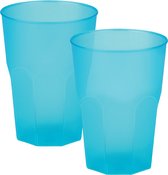 Santex drinkglazen frosted - turquoise - 12x - 420 ml - onbreekbaar kunststof - Cocktailglazen