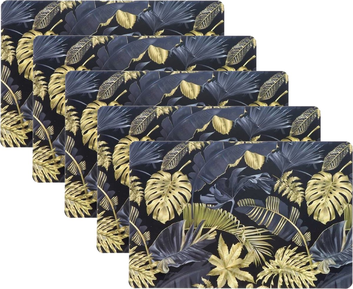 Unique Living Placemat - 10x - blad motief - 44 x 28 cm - tafeldecoratie onderlegger