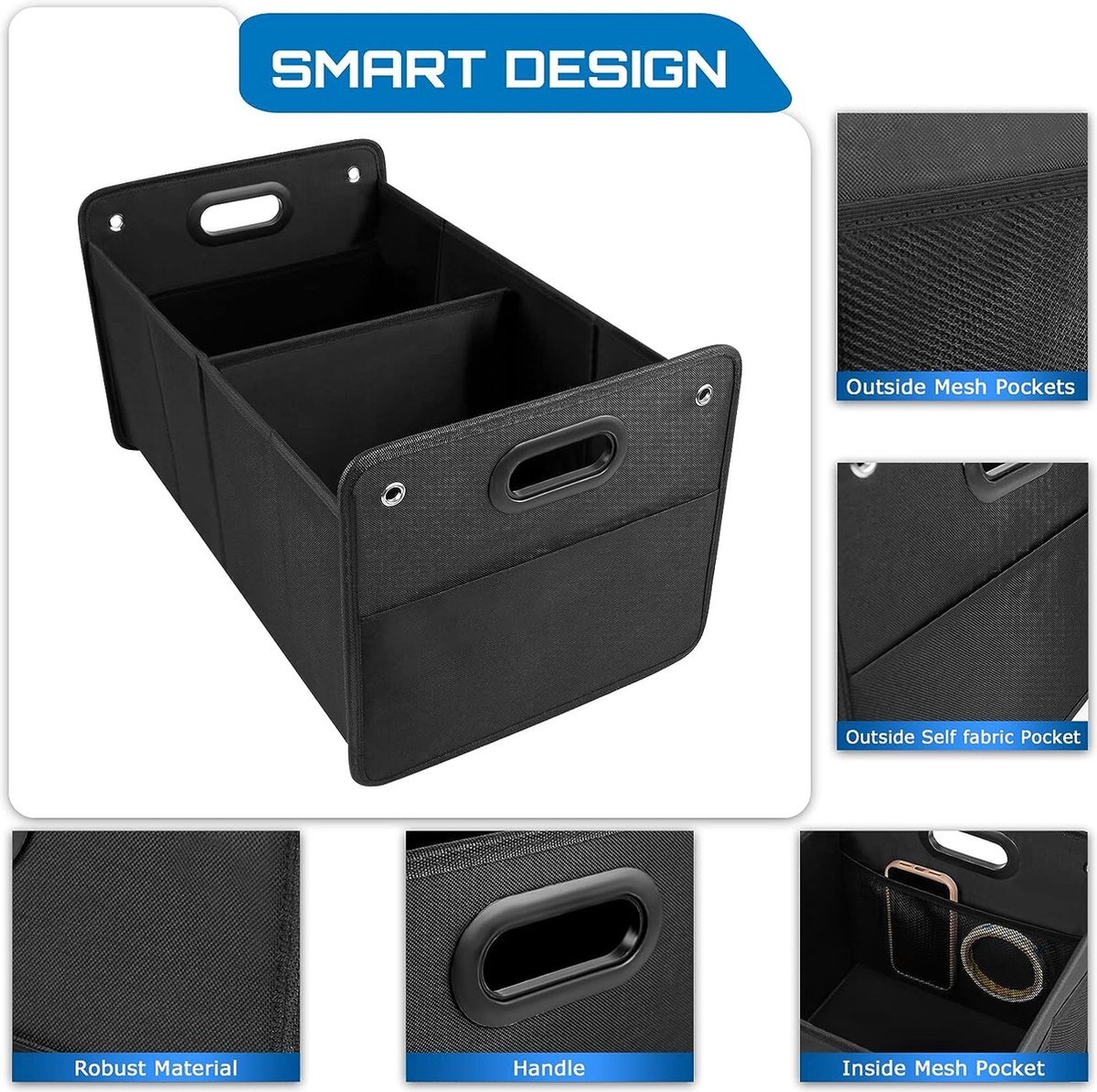 Ergocar Trunk Organiser, Foldable, Leather, 180° Opening