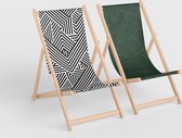 3Motion - Ensemble de chaises de plage - imprimé graphique - imprimé audacieux - pliable - haute qualité - chaise longue - chaise en bois - plage - robuste - pliable - 3 positions