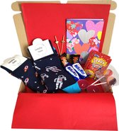 Cadeau box – Astranout - Space – Maan - i love you - Gefeliciteerd - Verrassings Pakket – Verjaardag - Gift box - Grappig - Cadeau voor vrouw man – Kado – Sokken - Verjaardags cadeau – Jarig -Geschenkdoos –LuckyDay Socks - Maat 36-40