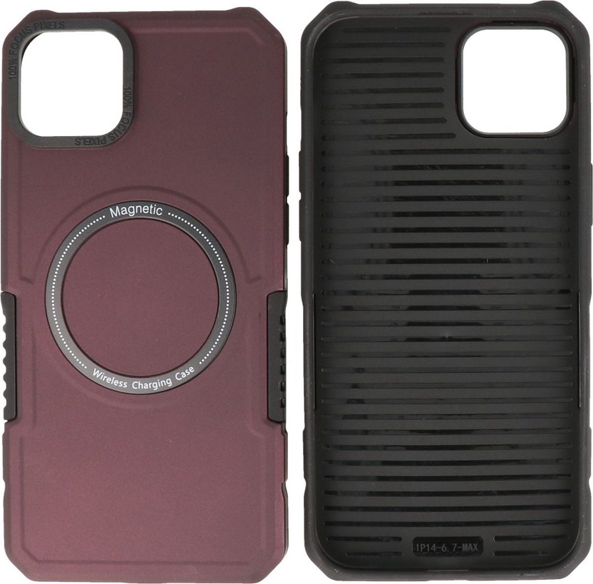 iPhone 14 Plus MagSafe Hoesje - Shockproof Back Cover - Bordeaux Rood